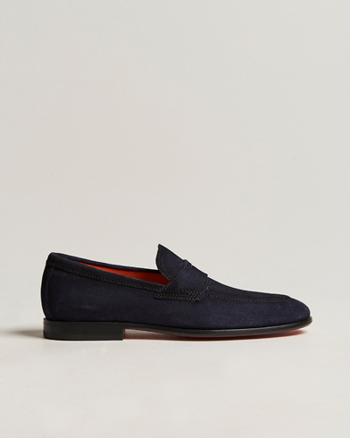 Mies | Loaferit | Santoni | Penny Loafer Navy Suede