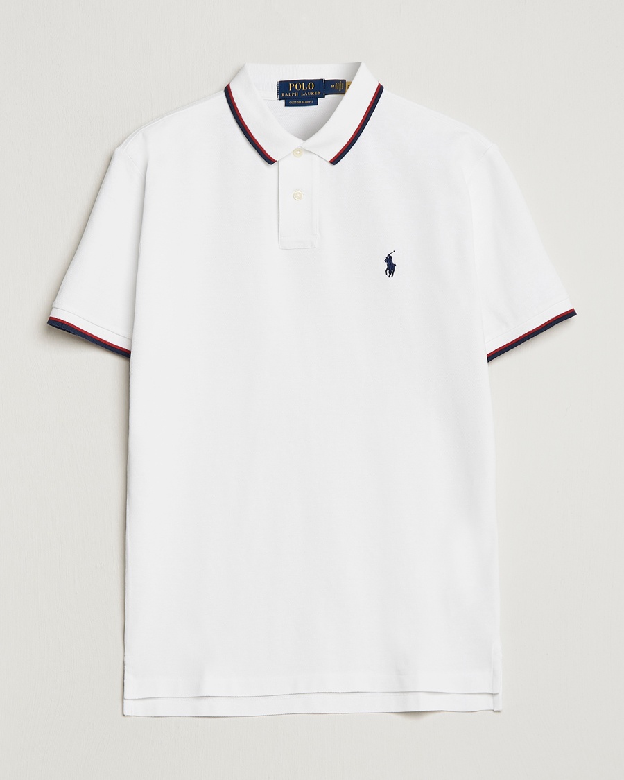 Polo Ralph Lauren Custom Slim Fit Tipped Polo White – Valkoinen