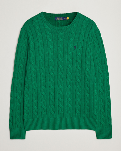Mies | O-aukkoiset neulepuserot | Polo Ralph Lauren | Cotton Cable Pullover Athletic Green
