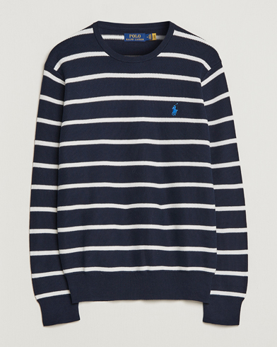 Mies | Polo Ralph Lauren | Polo Ralph Lauren | Textured Striped Crew Neck Sweater Navy/White