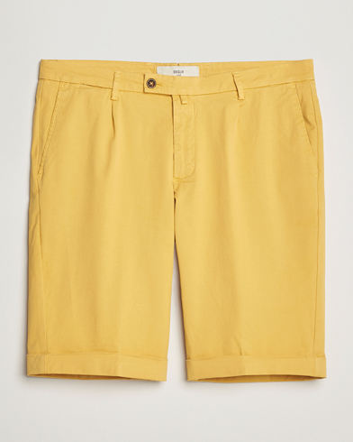 Mies | Chino-shortsit | Briglia 1949 | Pleated Cotton Shorts Yellow