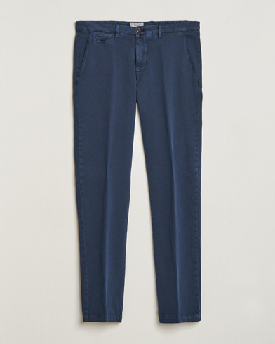 Mies | Pellavan paluu | Briglia 1949 | Slim Fit Diagonal Cotton Stretch Trousers Navy