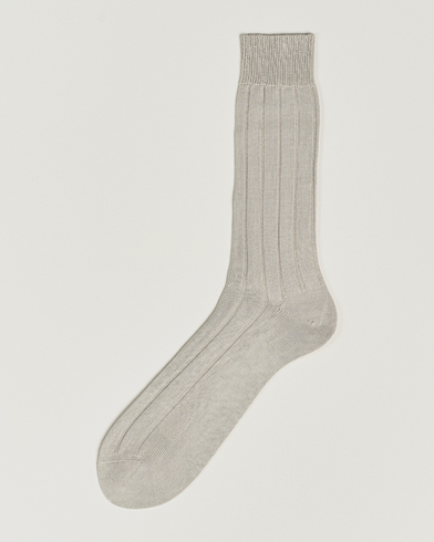 Mies |  | Bresciani | Wide Ribbed Cotton Socks Off White