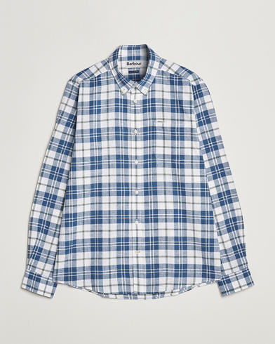 Mies |  | Barbour Lifestyle | Tailored Fit Thorpe Cotton/Linen Checked Shirt Blue