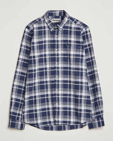 Mies | Barbour | Barbour Lifestyle | Tailored Fit Ezra Cotton/Linen Checked Shirt Navy