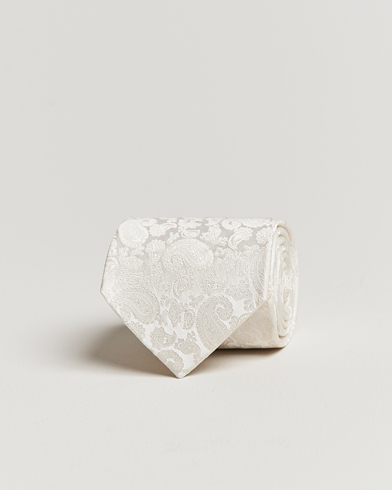 Mies |  | Amanda Christensen | Silk Tonal Paisley Tie 8 cm Cream