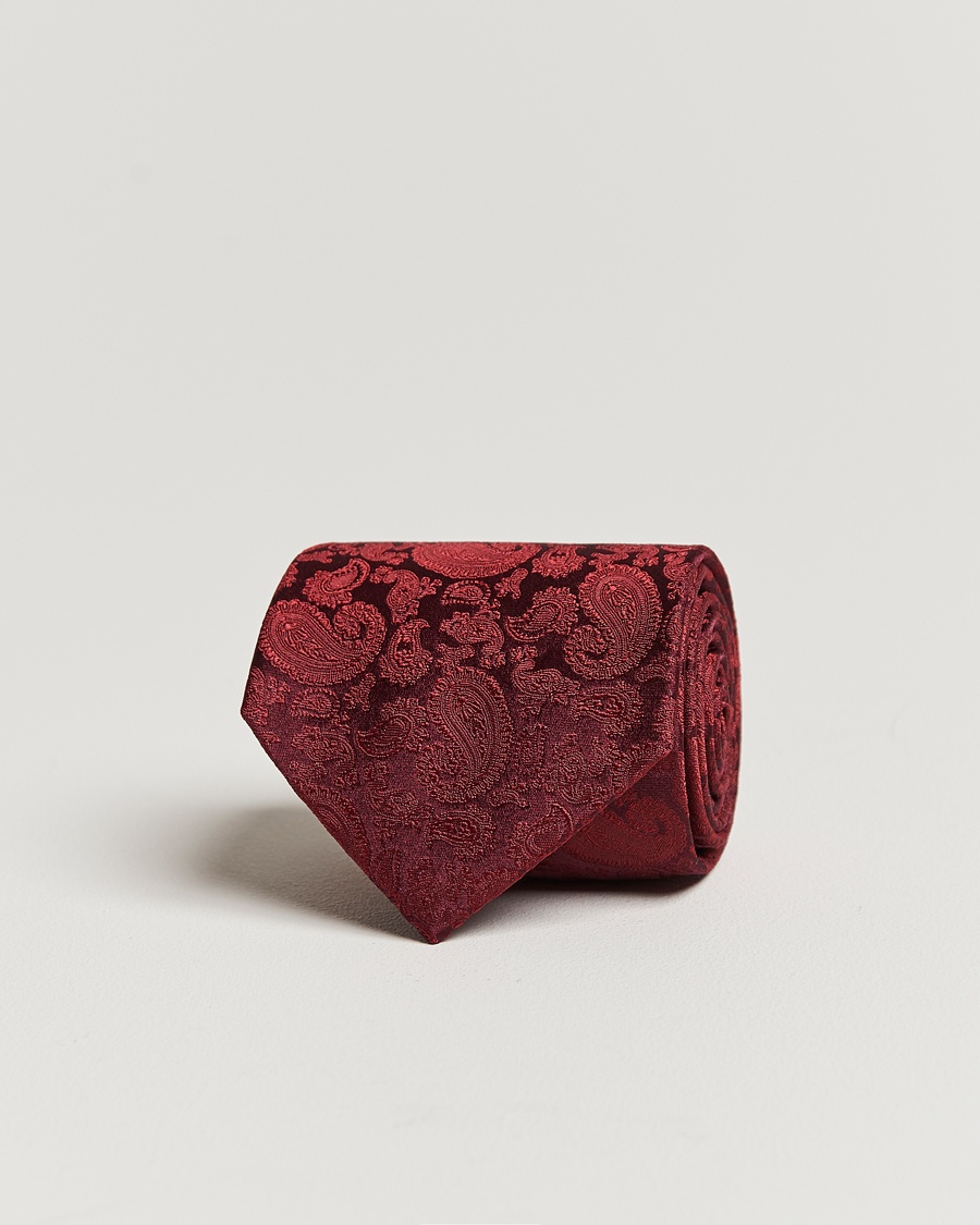 Amanda Christensen Silk Tonal Paisley Tie 8 cm Wine – Punainen