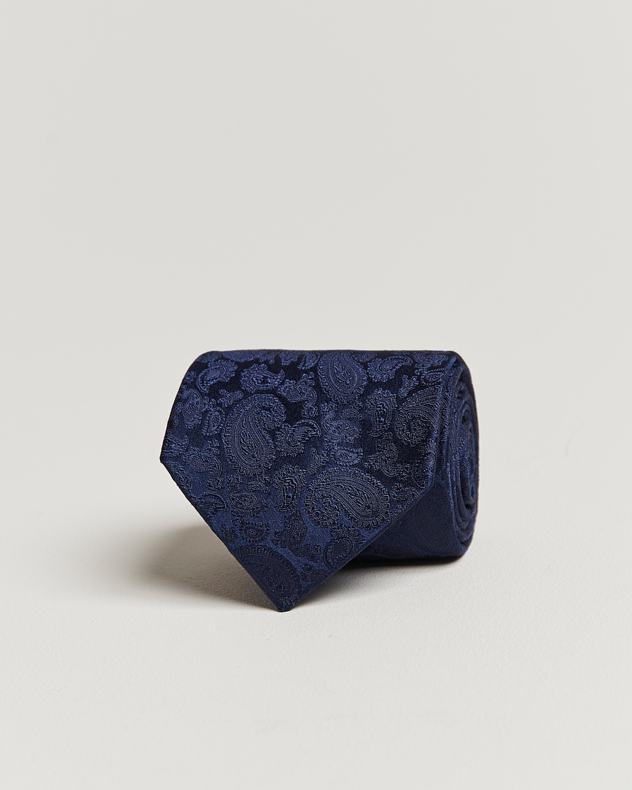 Amanda Christensen Silk Tonal Paisley Tie 8 cm Navy – Sininen