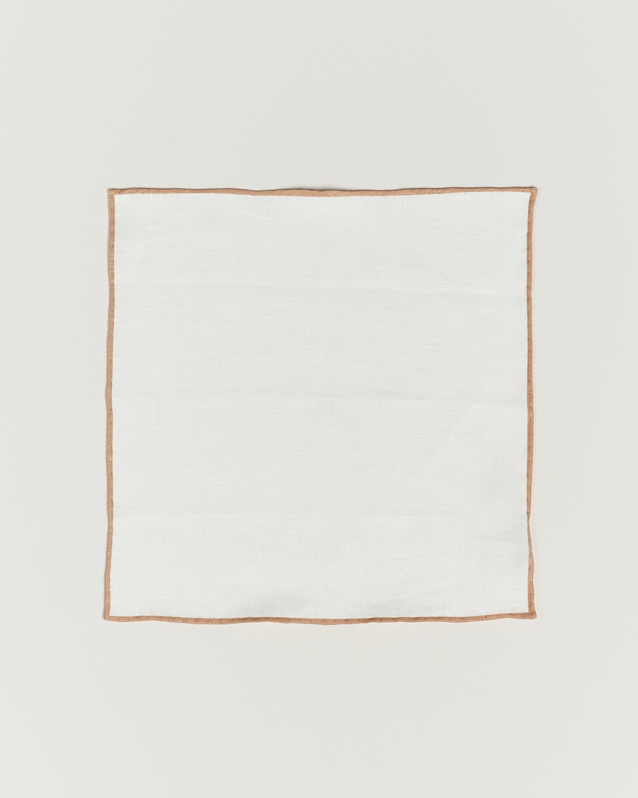 Amanda Christensen Linen Paspoal Pocket Square Sand/White – Valkoinen