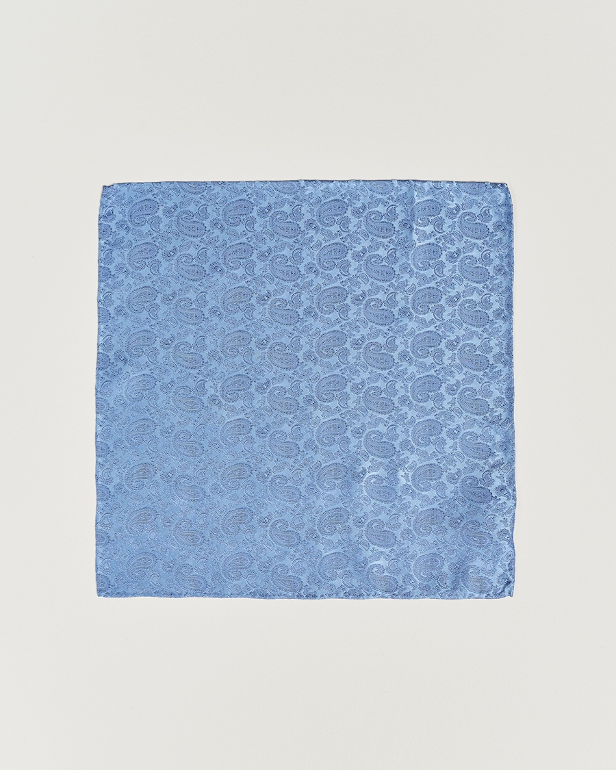 Amanda Christensen Tonal Paisley Silk Pocket Square Sky Blue – Sininen