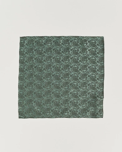 Mies |  | Amanda Christensen | Tonal Paisley Silk Pocket Square Olive