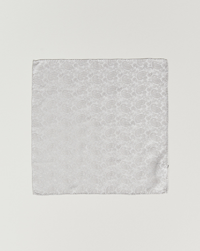 Mies |  | Amanda Christensen | Tonal Paisley Silk Pocket Square Silver