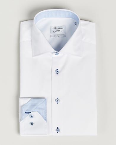 Mies |  | Stenströms | Slimline X-Long Sleeve Contrast Shirt White