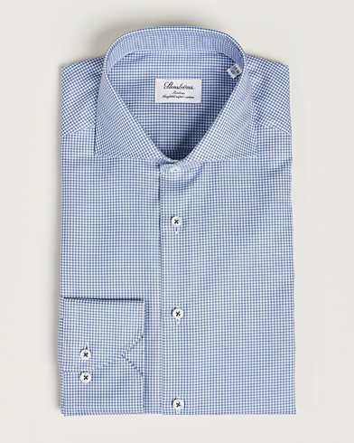 Mies |  | Stenströms | Slimline Small Check Cut Away Shirt Blue