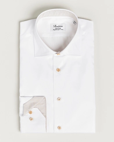 Mies | Stenströms | Stenströms | Slimline Contrast Cotton Shirt White