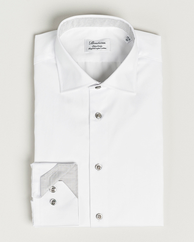 Mies | Bisnespaidat | Stenströms | Fitted Body Contrast Cotton Twill Shirt White