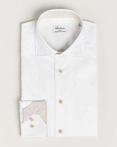 Mies | Stenströms | Stenströms | Fitted Body Contrast Cotton Shirt White