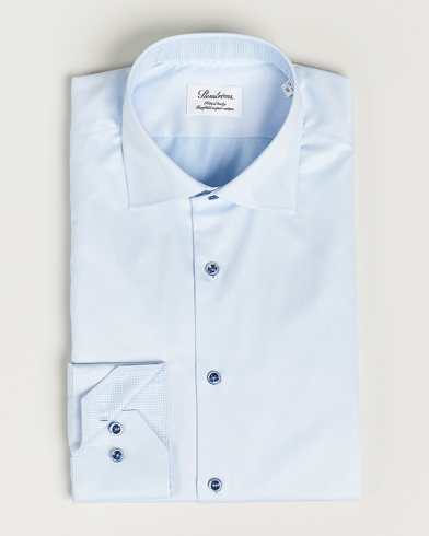 Mies | Stenströms | Stenströms | Fitted Body Contrast Twill Shirt Light Blue