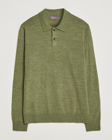 Mies |  | Morris | Merino Knitted Polo Olive
