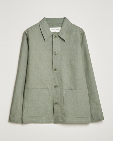 Mies | Rennot | A Day's March | Original Linen Overshirt Dusty Green