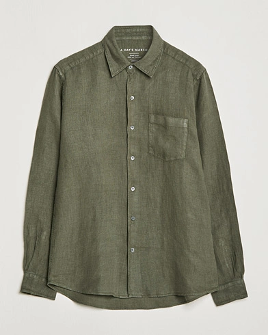 Mies | A Day's March | A Day's March | Abu Linen Shirt Seaweed