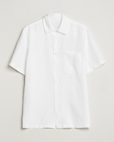 Mies | Kauluspaidat | A Day's March | Khito Short Sleeve Linen Shirt White