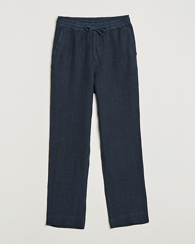 Mies | Vaatteet | A Day's March | Tamait Drawstring Linen Trousers Navy