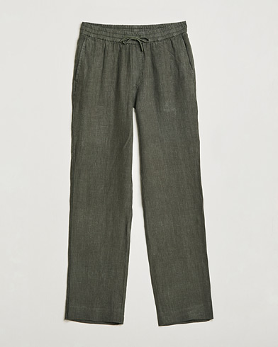 Mies | Pellavahousut | A Day's March | Tamait Drawstring Linen Trousers Olive