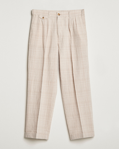 Mies | Irtohousut | BEAMS PLUS | Cotton/Linen Comfort Trousers Natural