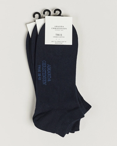 Mies | Amanda Christensen | Amanda Christensen | 3-Pack True Cotton Sneaker Socks Dark Navy