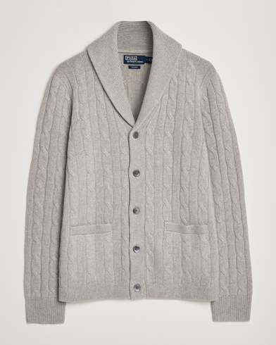 Mies | Uutuudet | Polo Ralph Lauren | Cashmere Cable Shawl Collar Cardigan Grey Heather