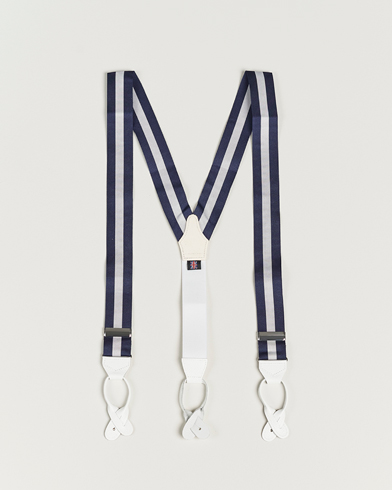 Mies |  | Albert Thurston | Elastic Wide Stripe Braces 40mm Navy/White
