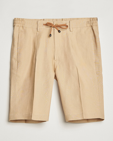 Mies | Shortsit | Beams F | Pleated Linen Shorts Khaki