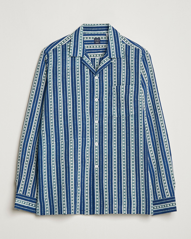 Mies |  | Beams F | Relaxed Cotton Shirt Blue Stripes
