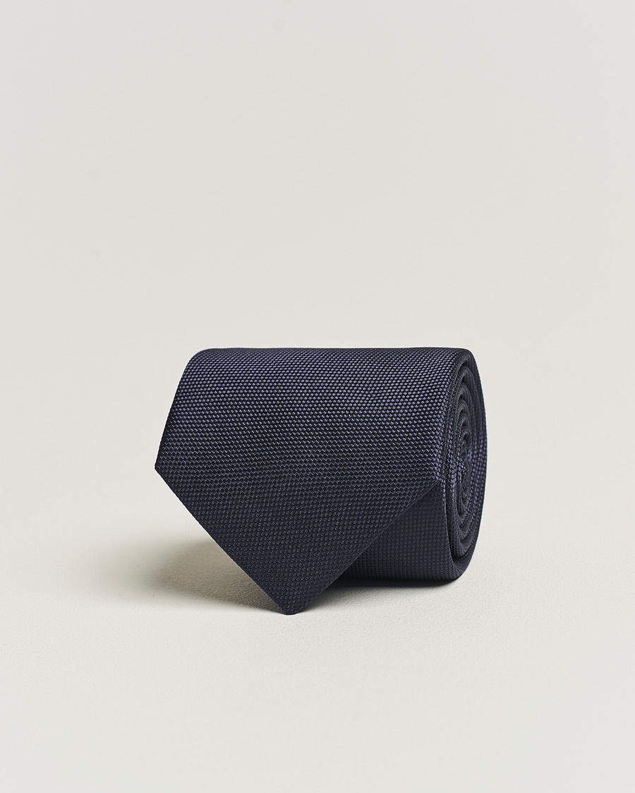 Eton Silk Basket Weave Tie Navy – Sininen