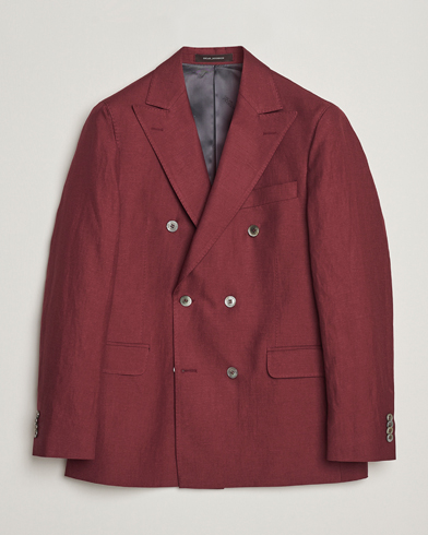 Mies |  | Oscar Jacobson | Farris Double Breasted Linen Blazer Moon Red