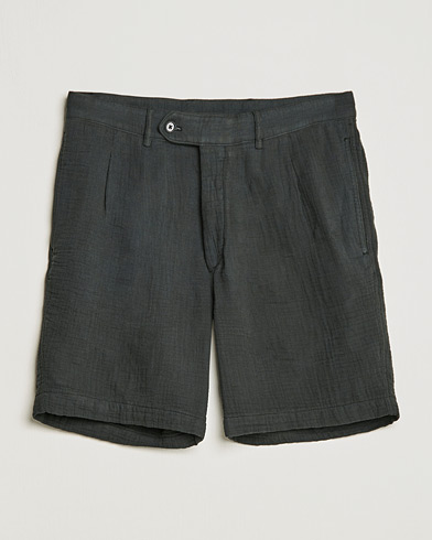 Mies | Shortsit | Oscar Jacobson | Tanker Pleated Crepe Cotton Shorts Green
