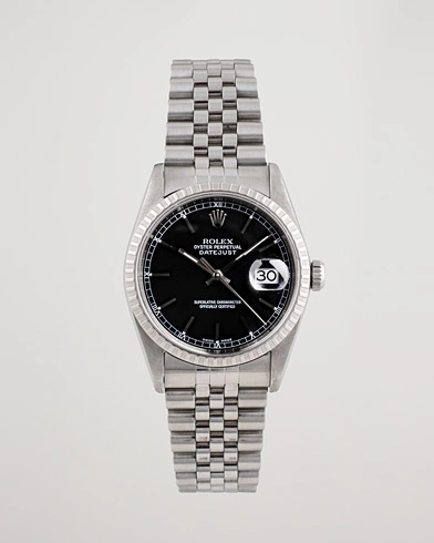 Mies |  | Rolex Pre-Owned | Datejust 16220 Oyster Perpetual Black Steel Black