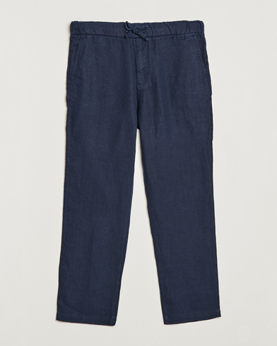 Mies | Pellavahousut | NN07 | Keith Drawstring Linen Trousers Navy