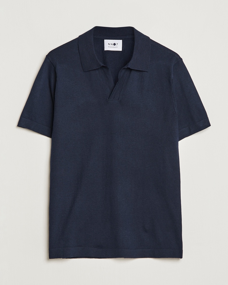 NN07 Ryan Cotton/Linen Polo Navy Blue – Sininen
