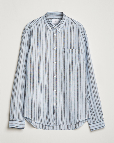 Mies | Pellavan paluu | NN07 | Arne Strinped Linen Shirt Blue