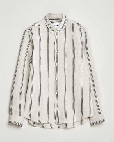 Mies | Pellavan paluu | NN07 | Arne Strinped Linen Shirt Oat
