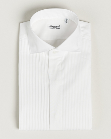 Mies | Finamore Napoli | Finamore Napoli | Milano Slim Plisse Smoking Shirt White