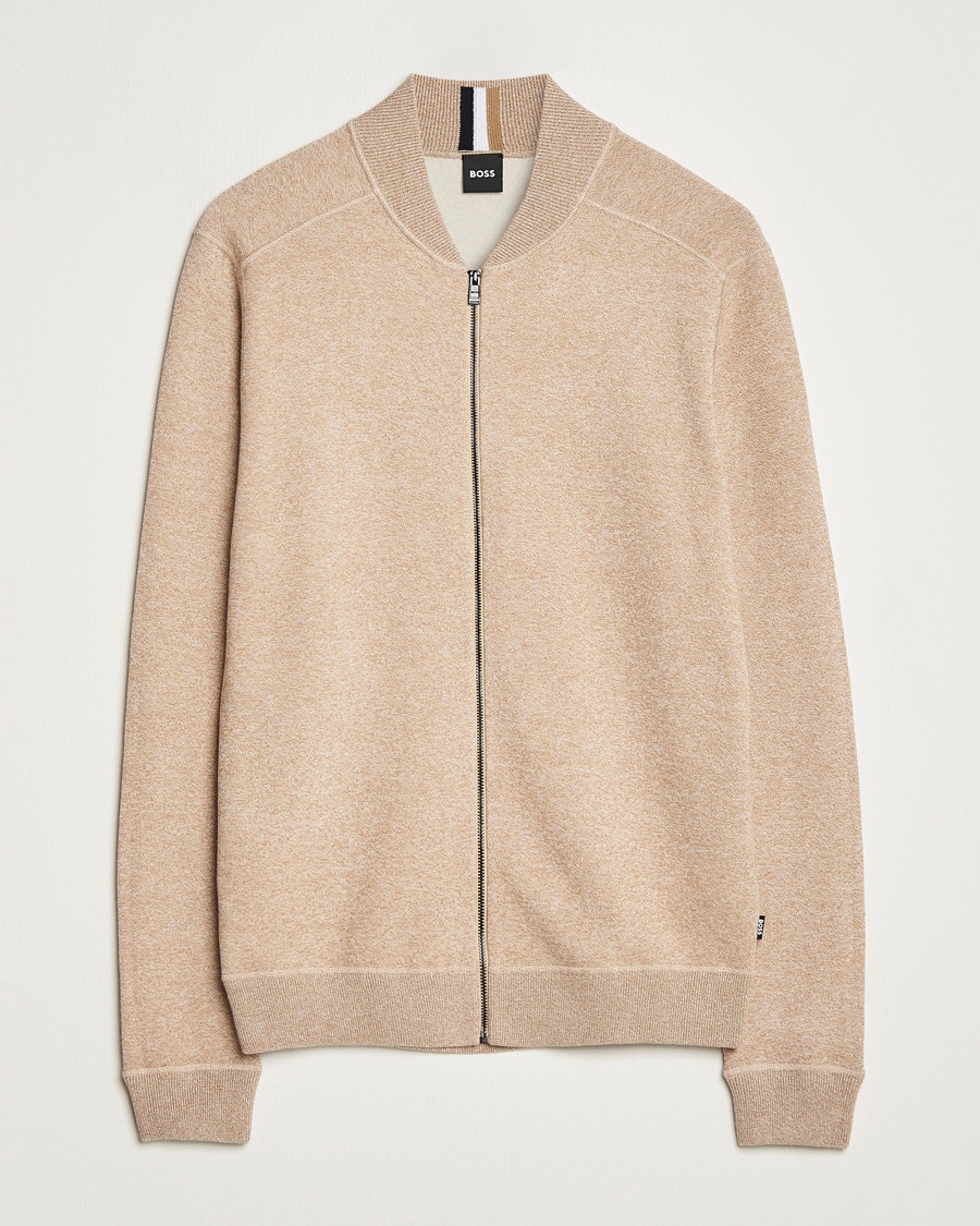 BOSS BLACK Onorto Full Zip Sweater Medium Beige – Beige