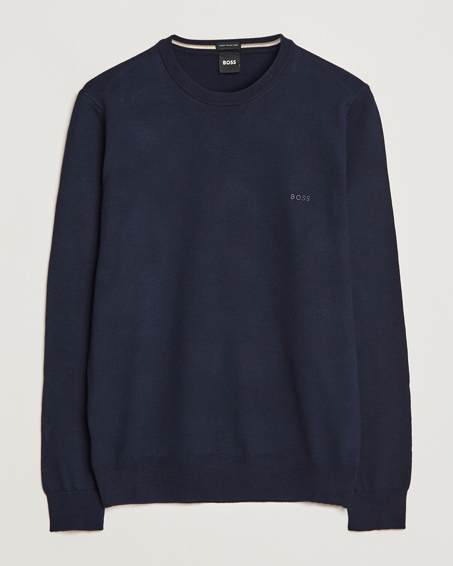 BOSS BLACK Botto Merino Knitted Pullover Dark Blue – Sininen