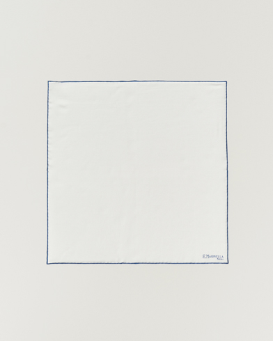 Mies | Taskuliinat | E. Marinella | Silk Pocket Square White/Blue