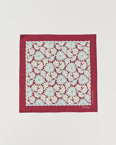 Mies |  | E. Marinella | Paisley Silk Pocket Square Burgundy