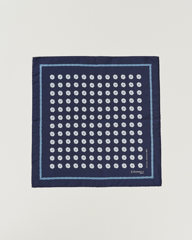 Mies |  | E. Marinella | Printed Silk Pocket Square Navy
