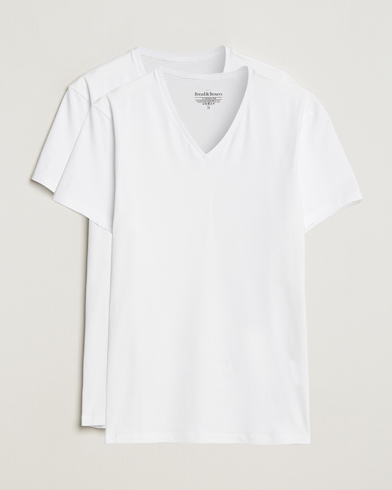Mies | Monipakkaus | Bread & Boxers | 2-Pack V-Neck T-Shirt White
