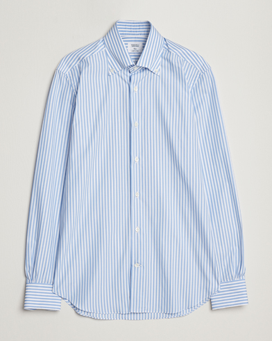 Mies | Rennot paidat | Mazzarelli | Soft Button Down Striped Shirt Light Blue